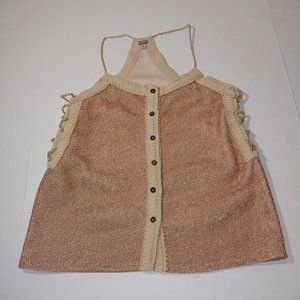 Gimmicks by BKE Lurex Tank Top Size M Blush Gold